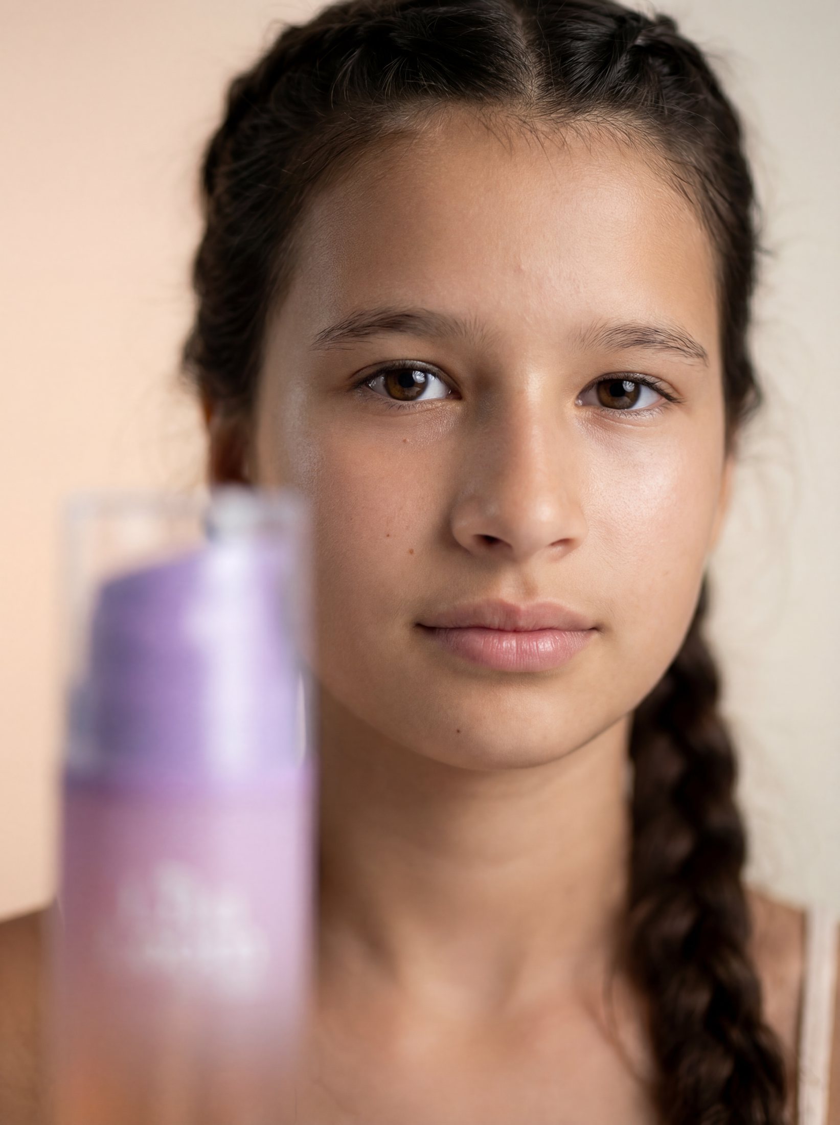 Teen skin close-up with Lila Loom product