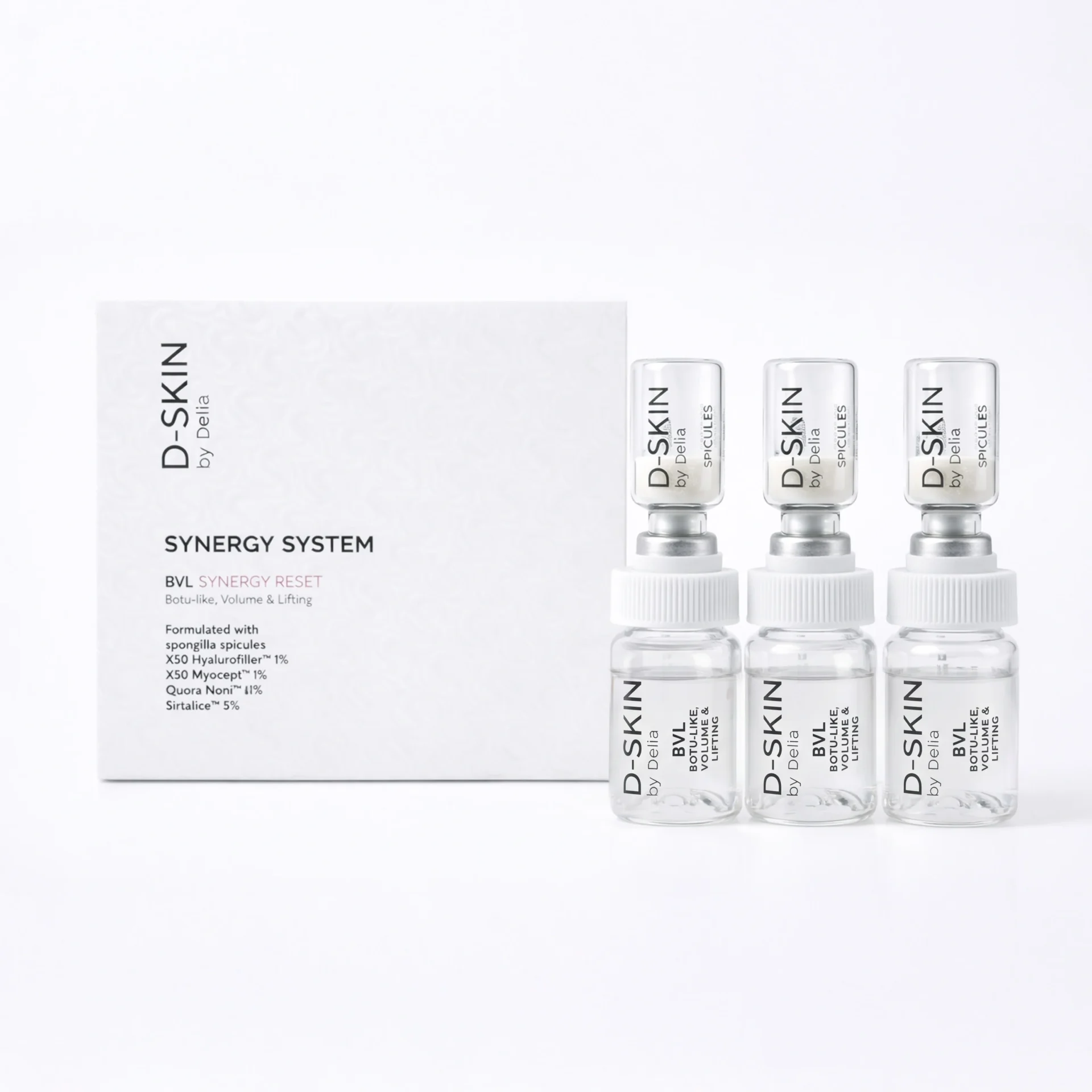 D-SKIN BVL Synergy Reset packshot with treatment vials