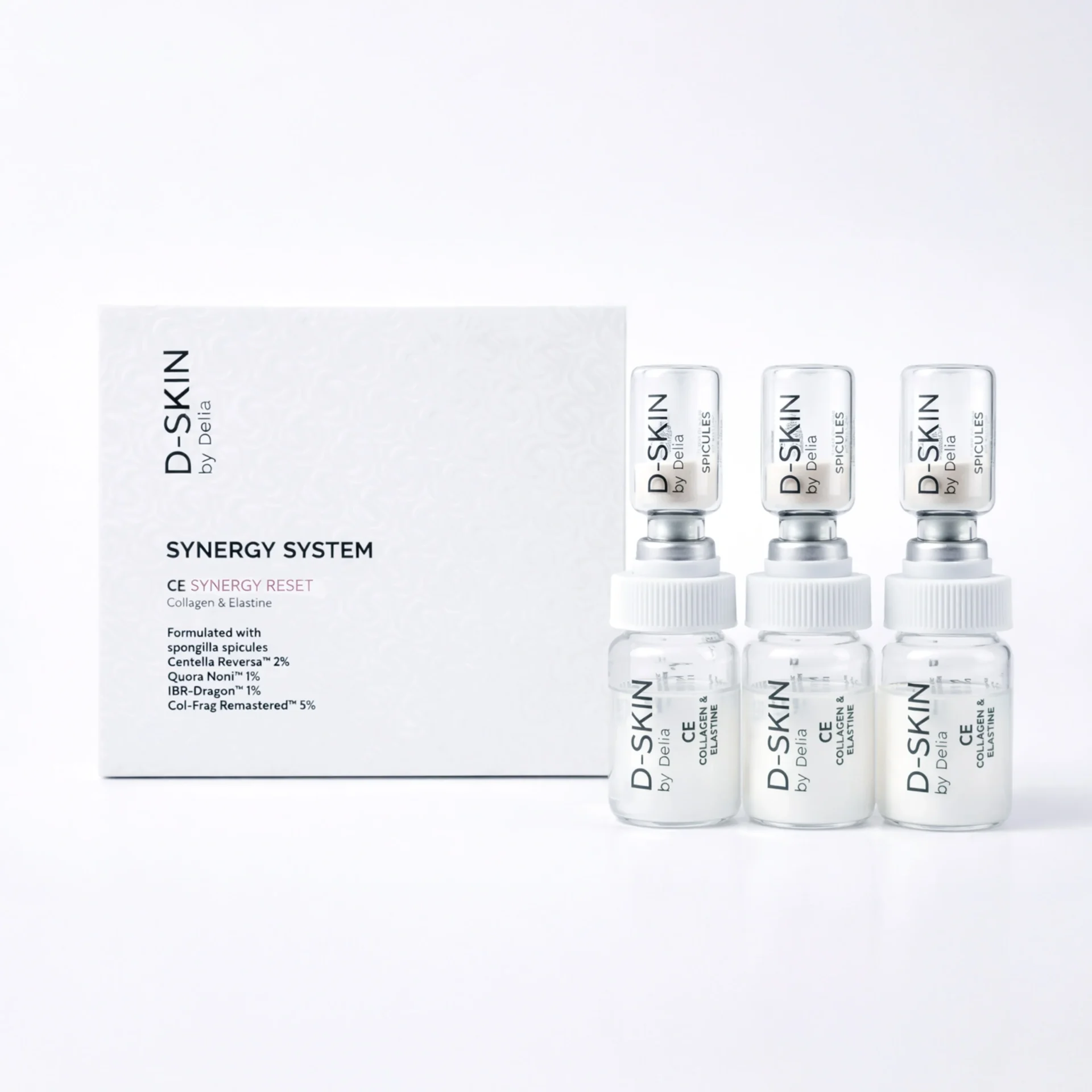 D-SKIN CE Synergy Reset packshot with treatment vials